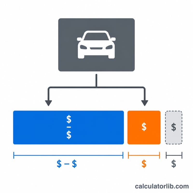 Flat diagram showing lease payment split into asset depreciation portion and finance interest portion