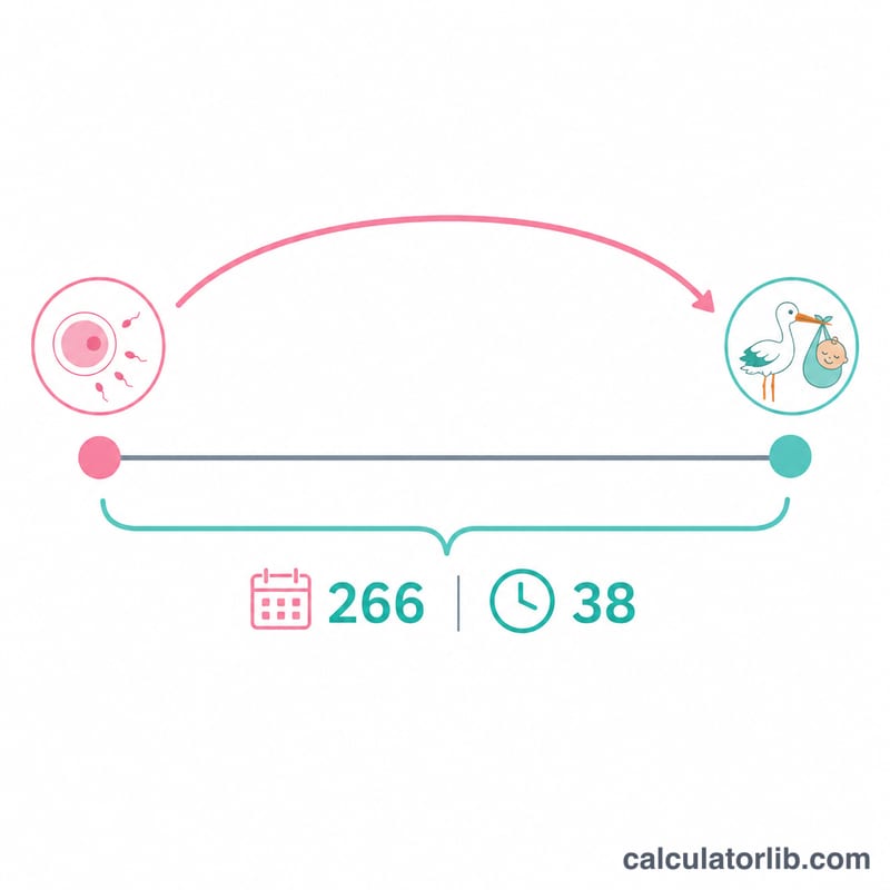 Timeline from ovulation date adding 266 days to estimated due date