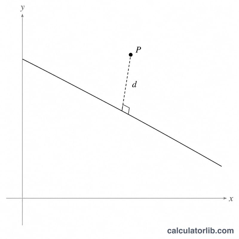 A point and a straight line with a perpendicular dropped from the point to the line