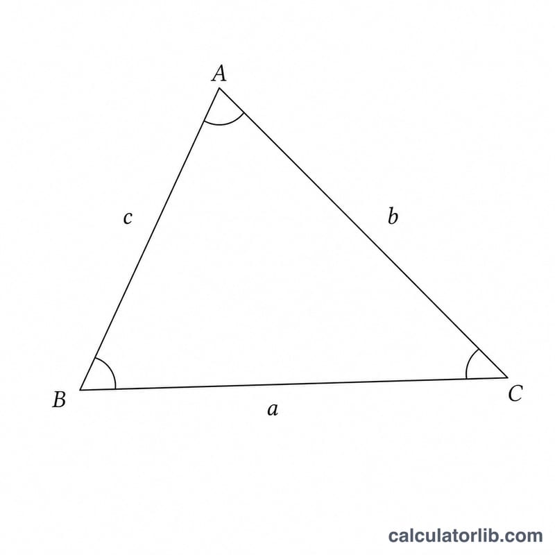 Triangle with sides a, b, c and opposite angles A, B, C