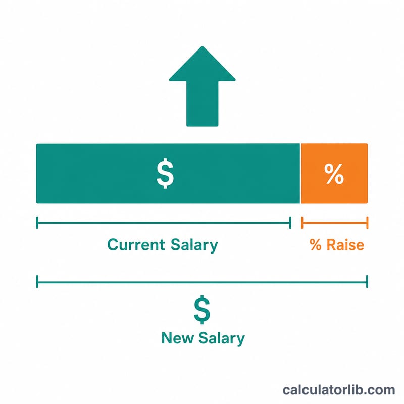 Bar diagram showing current salary plus raise amount equals new salary