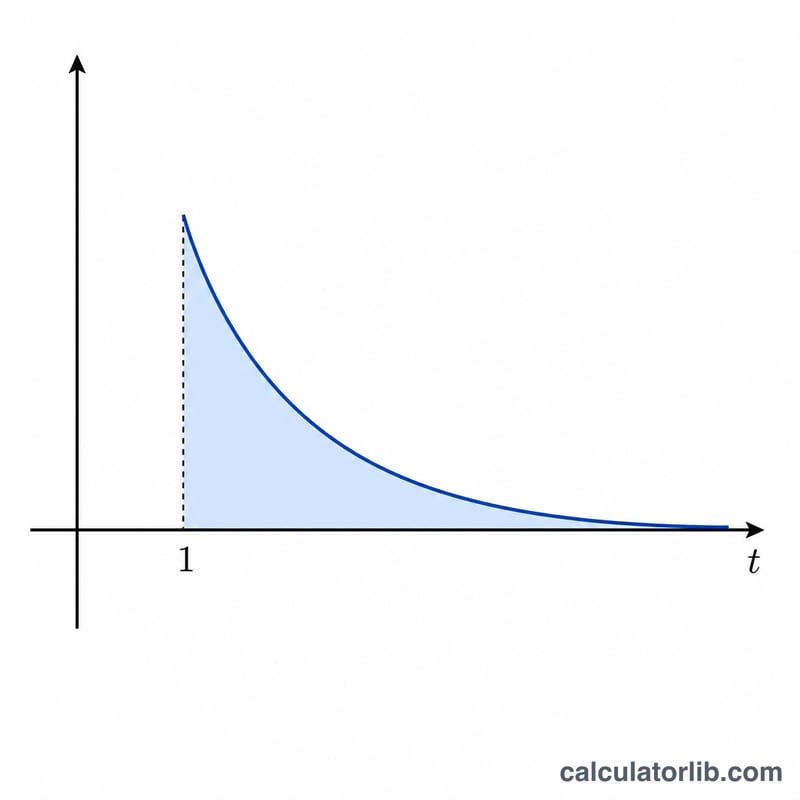 Decaying curve over a shaded area representing the integral defining En(x)