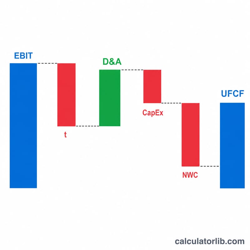 Flat diagram showing components combining into unlevered free cash flow
