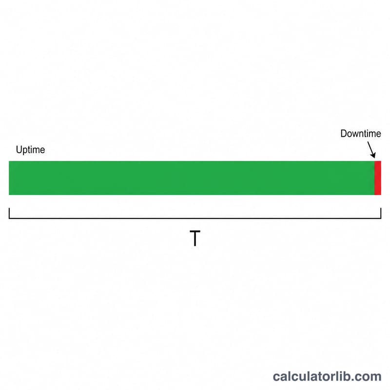 Bar split into a large uptime portion and a tiny downtime sliver over a total period