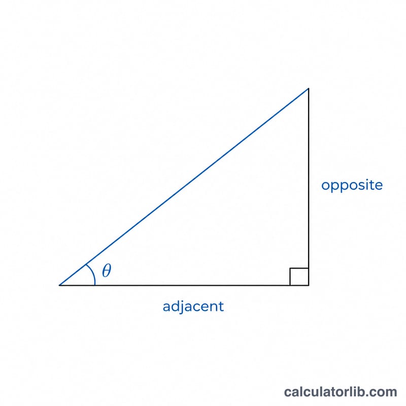 Right triangle showing angle theta between adjacent and opposite sides