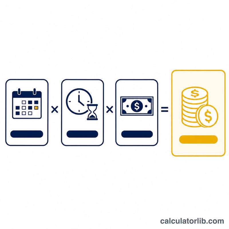 Diagram showing three factors multiplied together to produce a severance total