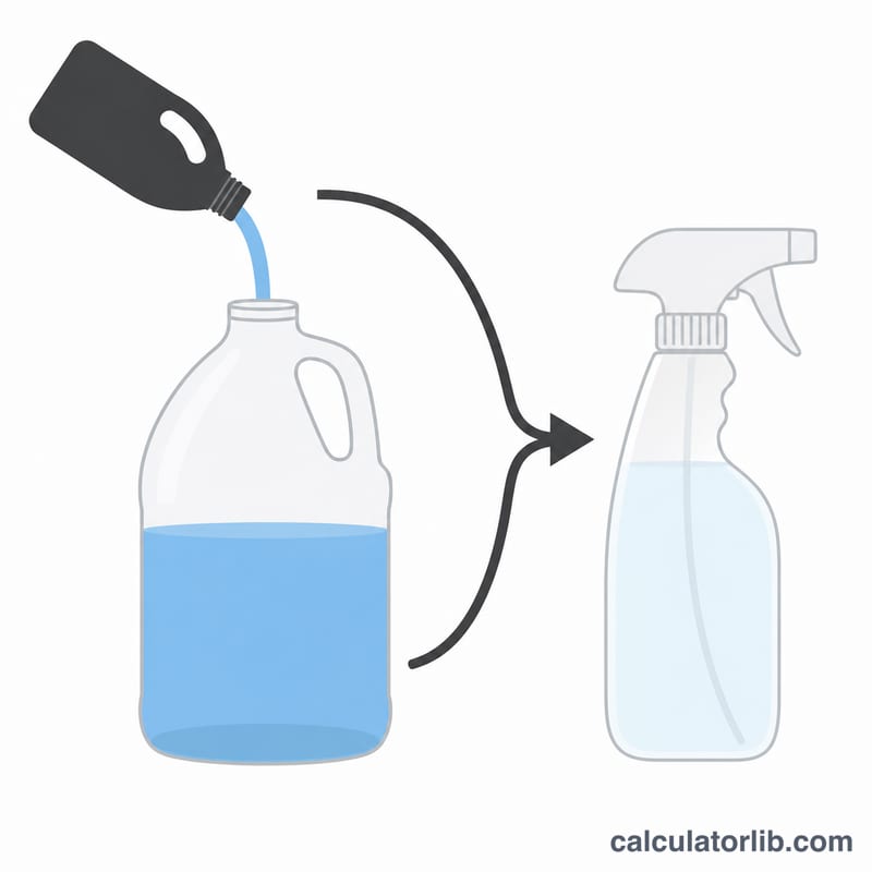 Bleach concentrate plus water combining into a diluted disinfectant solution