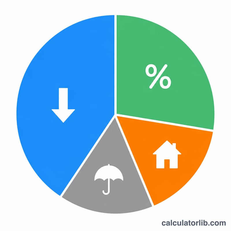 Pie chart of a monthly PITI payment split into four wedges for principal, interest, taxes, and insurance