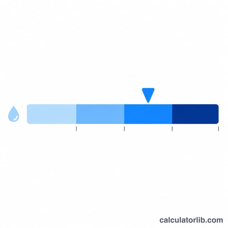 Scale showing water hardness levels from soft to very hard