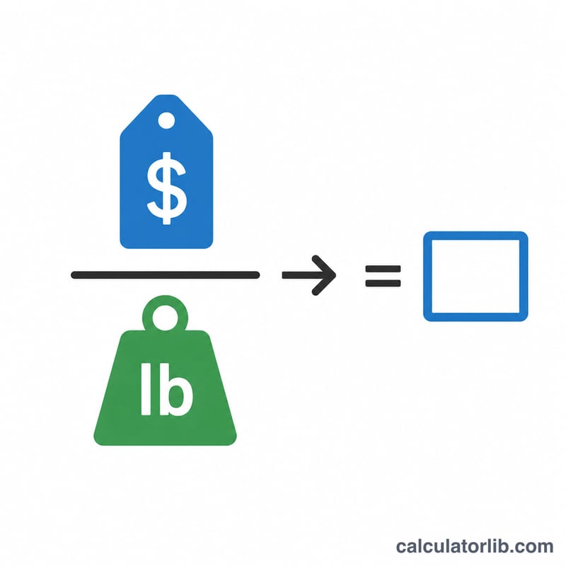 Diagram showing total price divided by total pounds equals price per pound