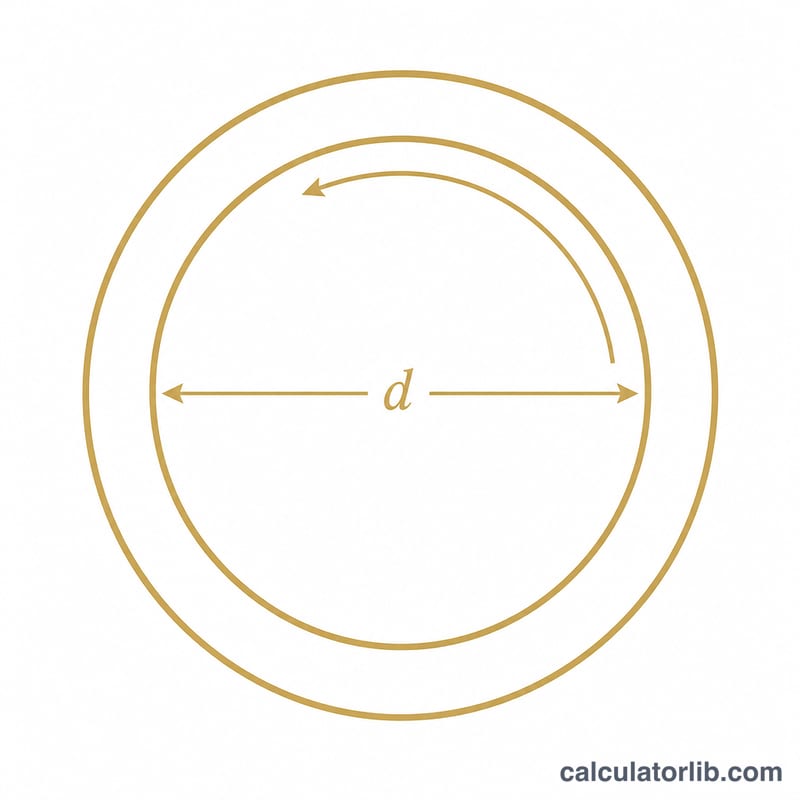 Ring shown from above with inner diameter d and inner circumference indicated