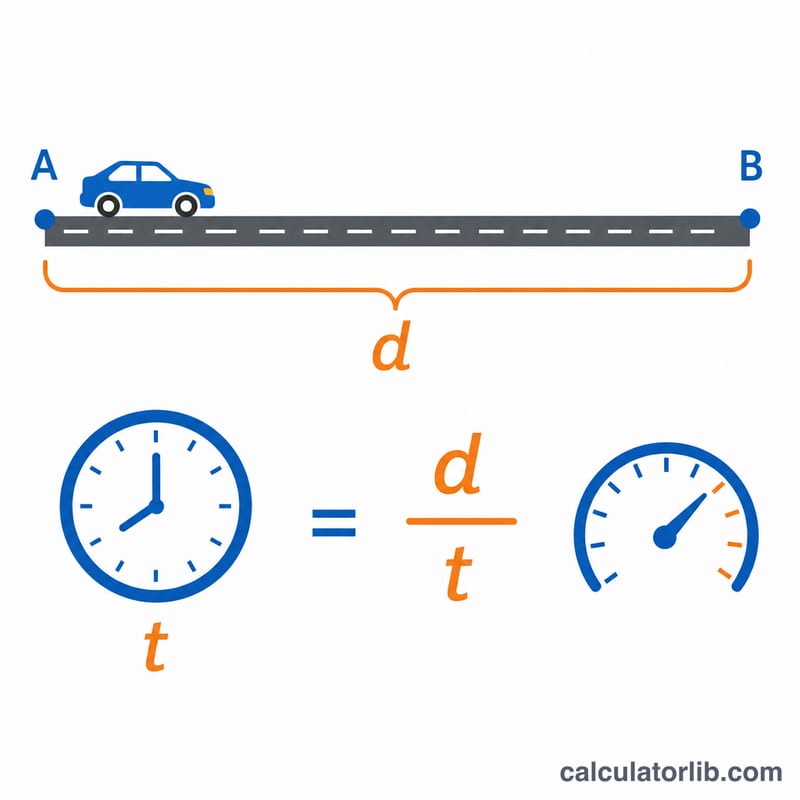 Diagram showing total distance divided by total time equals average speed