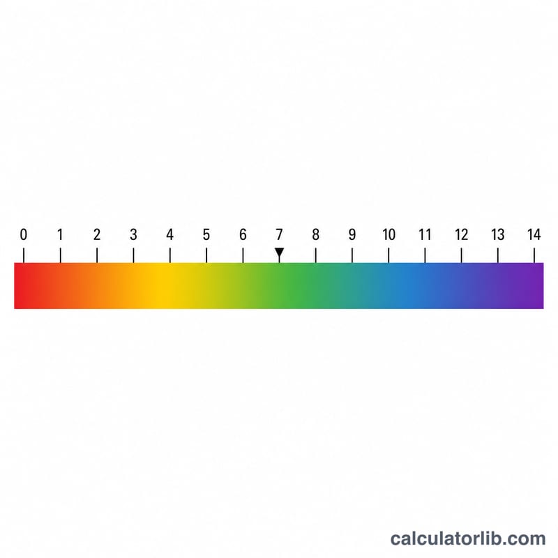 pH scale from 0 to 14 colored from red acidic to purple basic with neutral midpoint