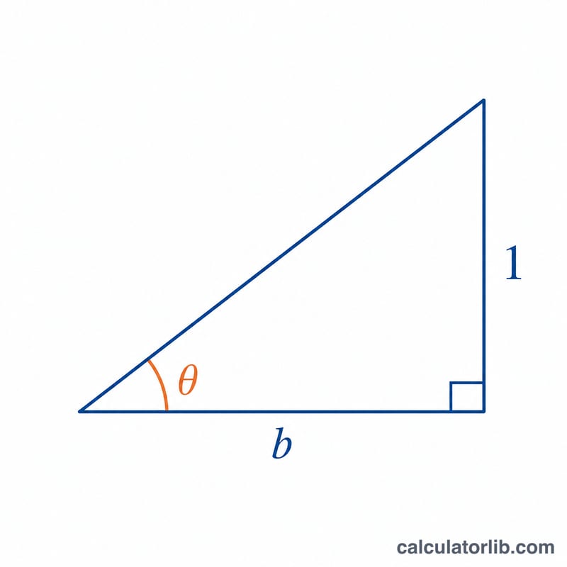 Right triangle showing arctan(1/b) as an angle with opposite side 1 and adjacent side b