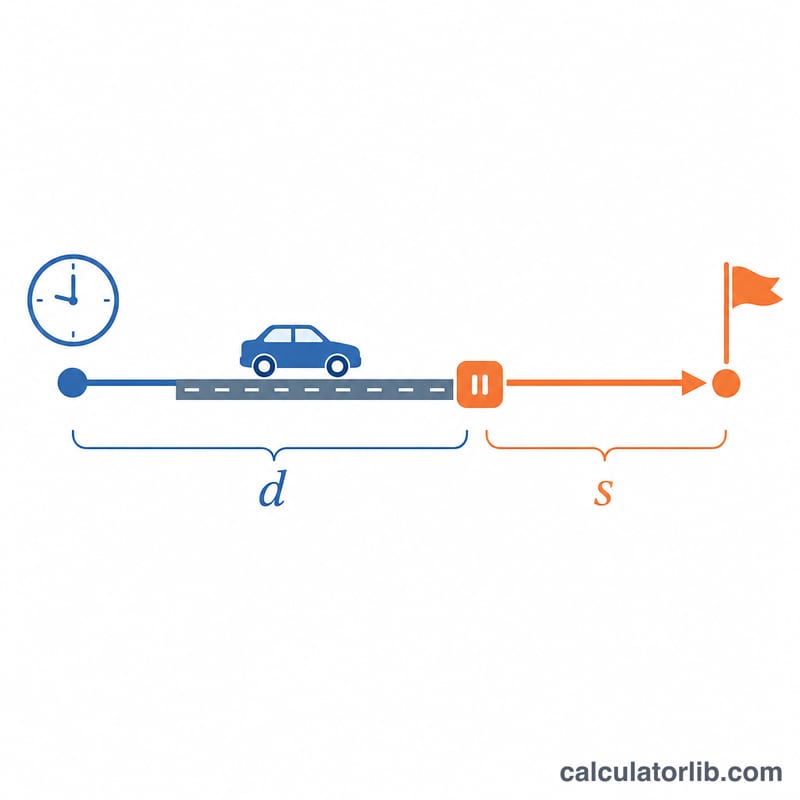 Timeline from departure through travel time and stop breaks to arrival