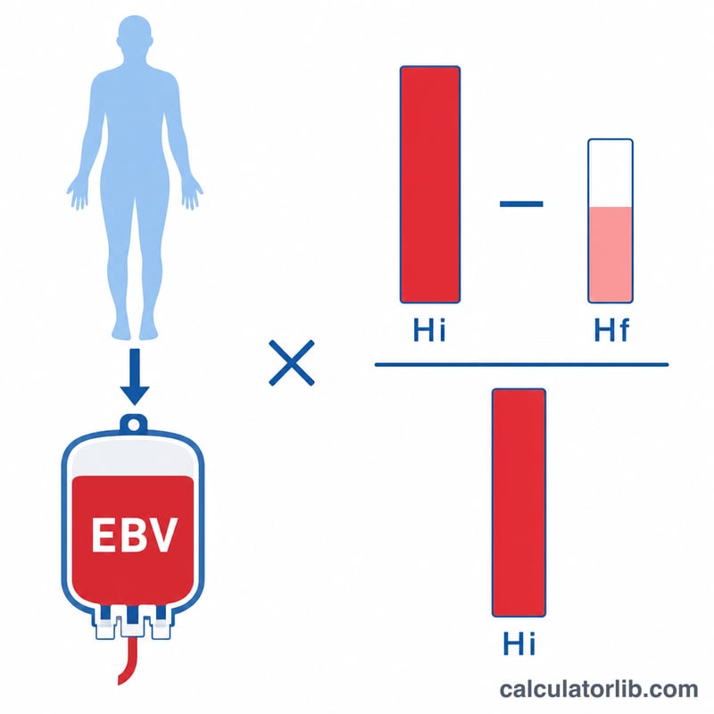 Diagram showing estimated blood volume calculated from body weight, then reduced by the ratio of hematocrit change