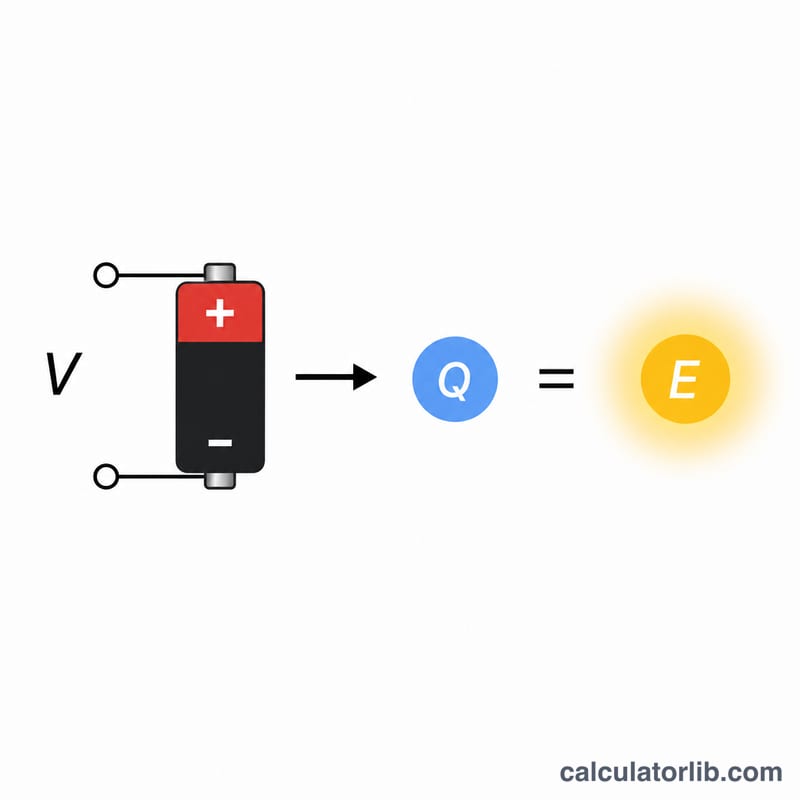 Diagram relating voltage V and charge Q to energy E