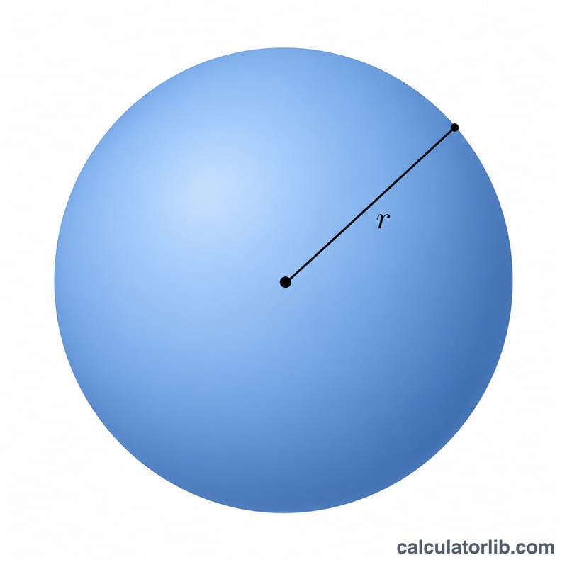 Sphere with radius r drawn from center to surface