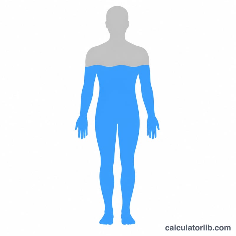 Silueta del cuerpo humano que muestra el agua como una gran porción llena del volumen corporal