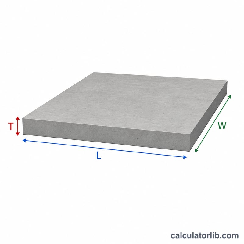 Slab dimensions diagram showing length, width and thickness