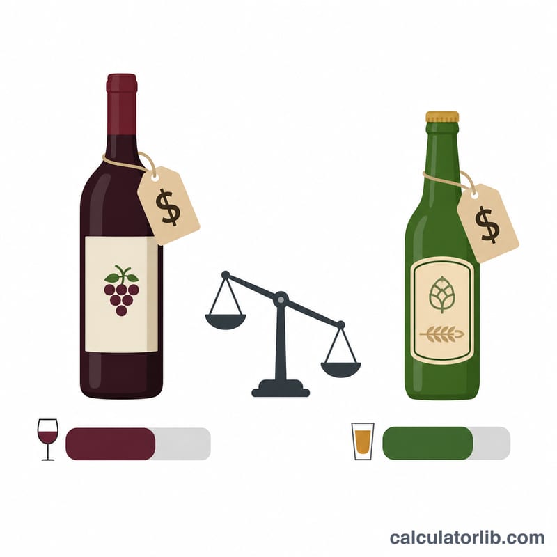 Deux bouteilles comparées par prix selon leur teneur en alcool pur