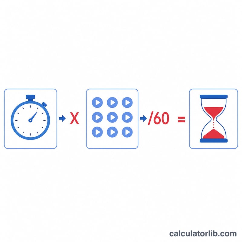 Diagram showing average view duration times views divided by 60 equals watch hours