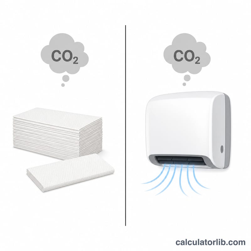 So sánh cạnh nhau giữa khăn giấy và máy sấy khí điện với những đám mây CO2