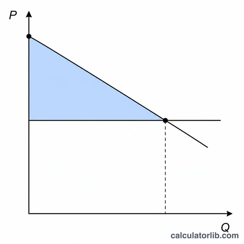 Supply and demand graph with consumer surplus area shaded