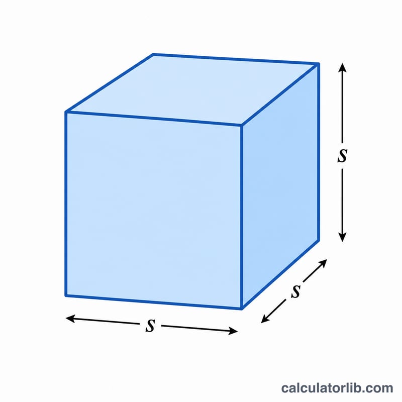 Isometric cube with equal sides labeled s