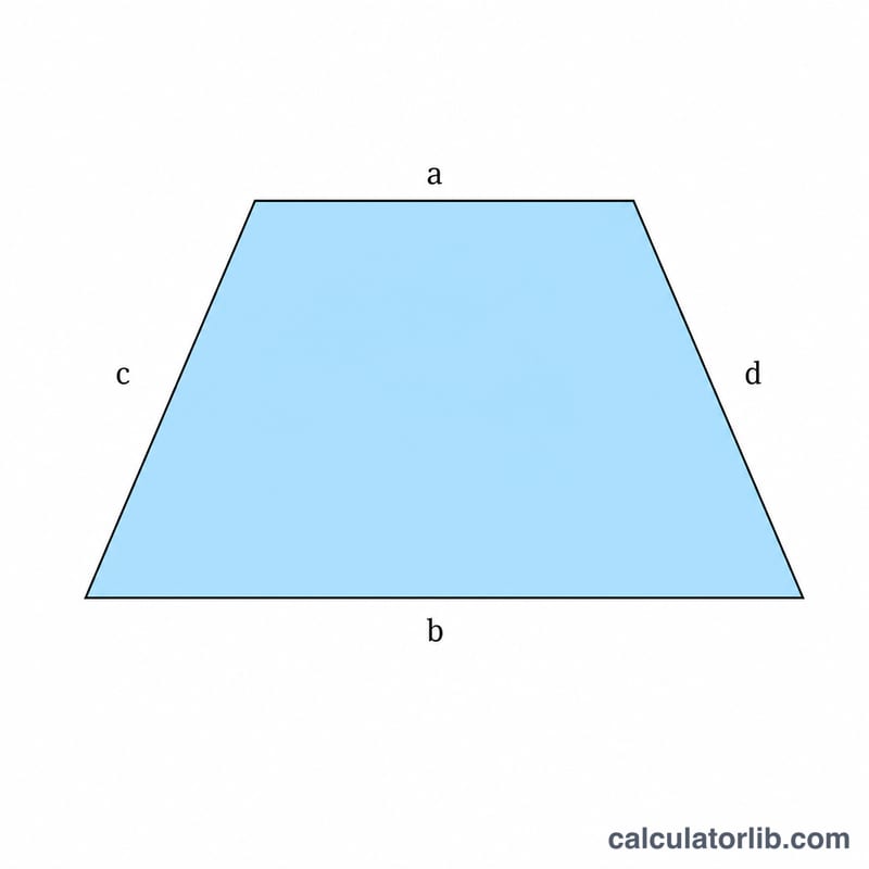 Trapezoid with its four sides labeled a, b, c, and d