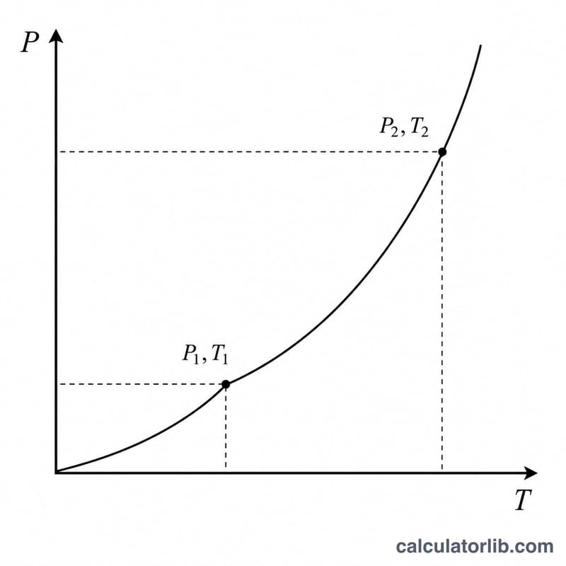 Curve showing vapor pressure rising with temperature