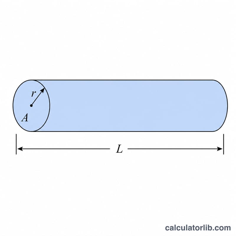 Cylindrical wire showing length L and circular cross-sectional area A