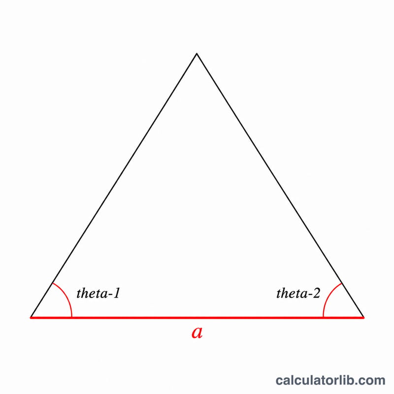 Triangle with one known side and the two angles at its endpoints marked