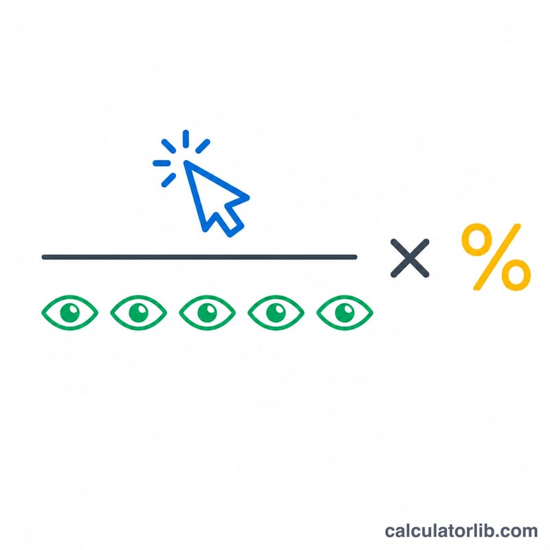 CTR formula shown as clicks divided by impressions times one hundred percent