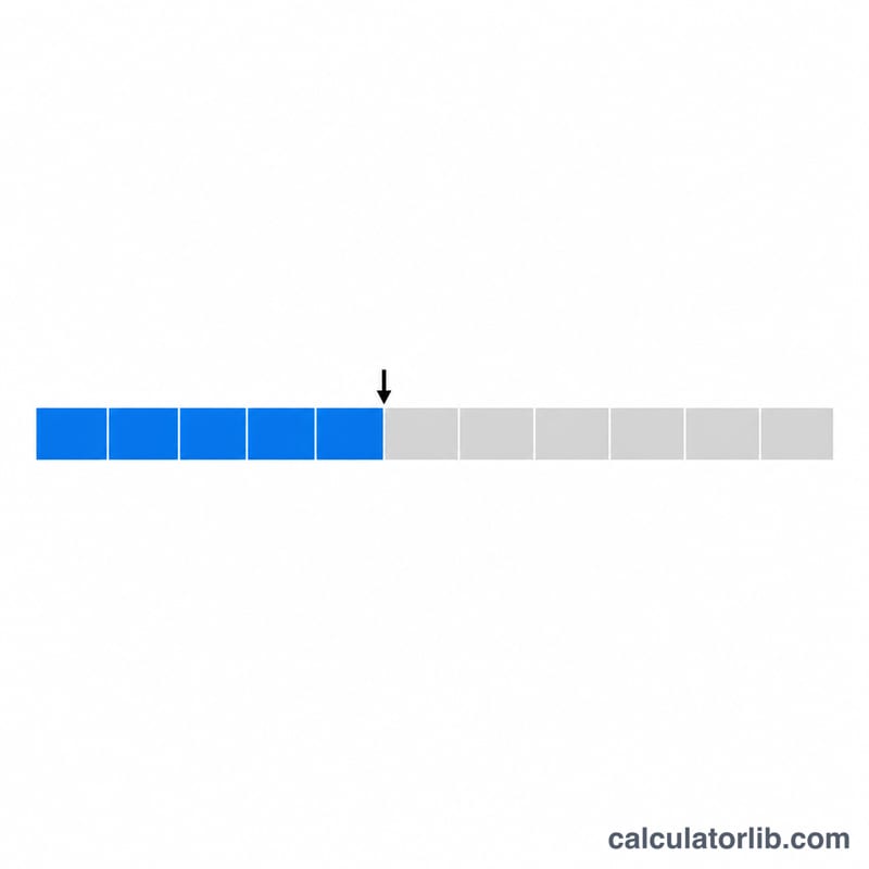 Horizontal year progress bar divided into 12 month segments with a marker showing the elapsed portion filled
