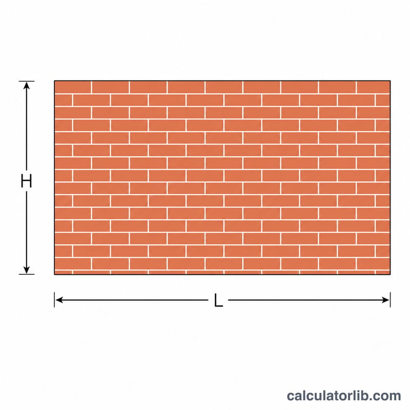 Rectangular wall of dimensions L by H filled with a running-bond brick pattern