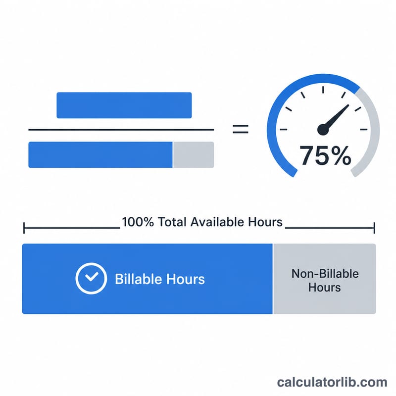Bar split into billable and non-billable hours forming utilization percentage