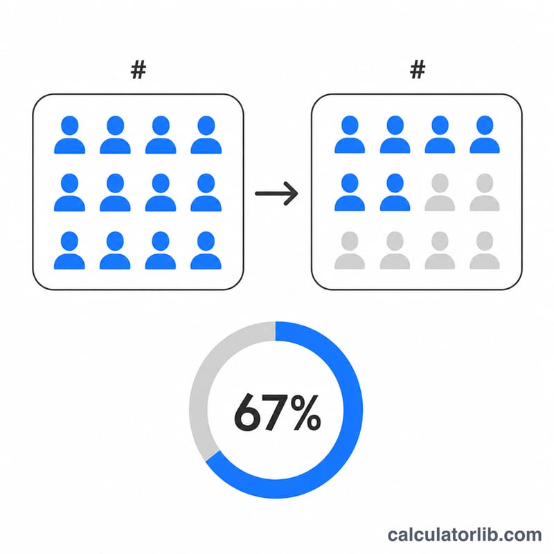 Diagram showing initial customers at the start of a period and remaining customers at the end, with retention rate as the ratio