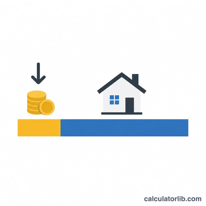 Bar showing purchase price split into down payment and loan amount
