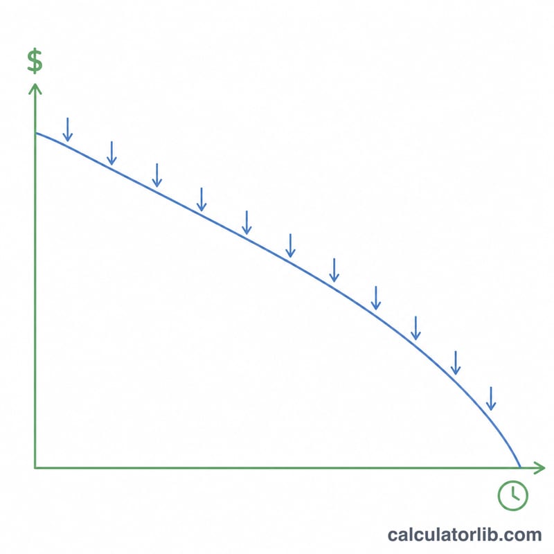 Declining savings balance over time with monthly withdrawals