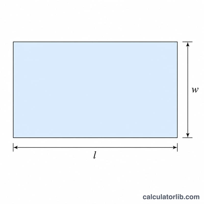 Rectangle with length and width labeled, area shaded