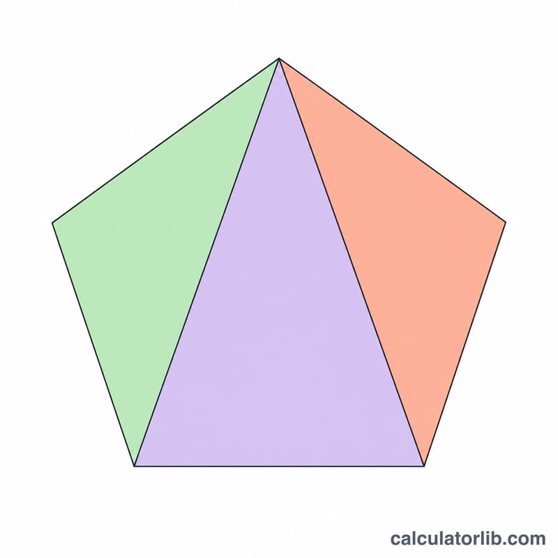 Pentagon divided into three triangles from one vertex
