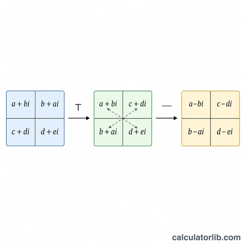 Diagram showing transpose step then complex conjugate step transforming matrix A into A star