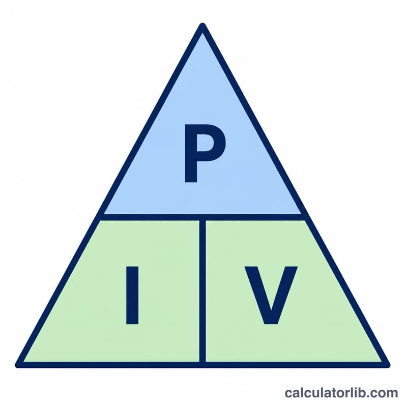 Triangle diagram relating power, current and voltage