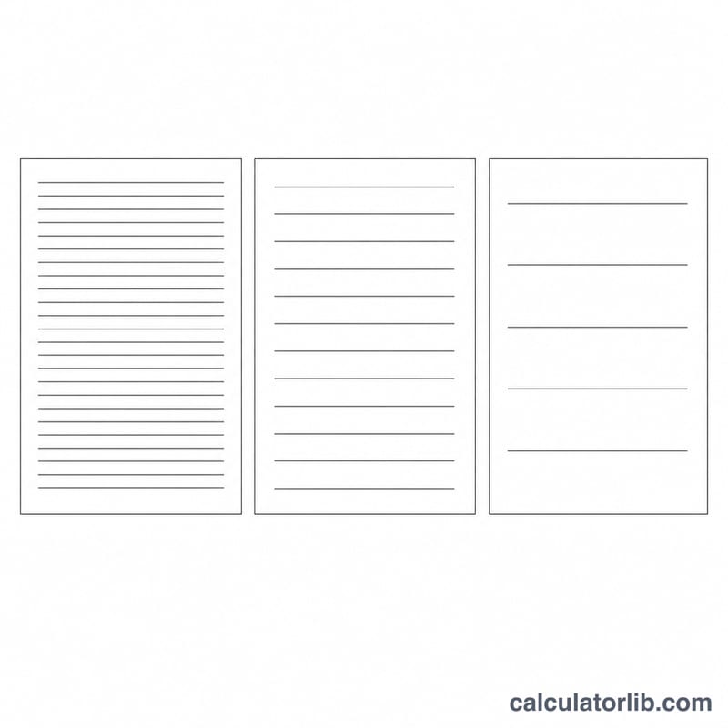 Diagram showing how spacing affects words per page on a document