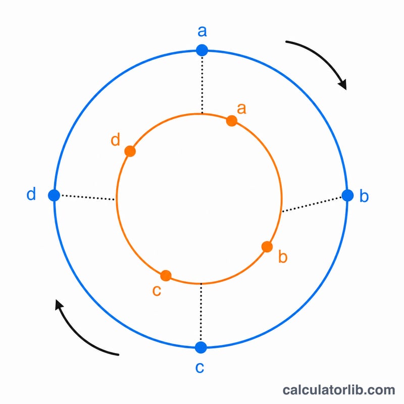 Two sequences arranged on circles aligning samples for circular convolution