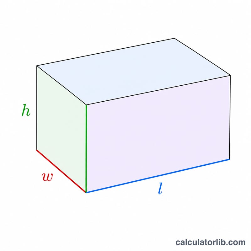 Labeled cuboid showing length, width and height