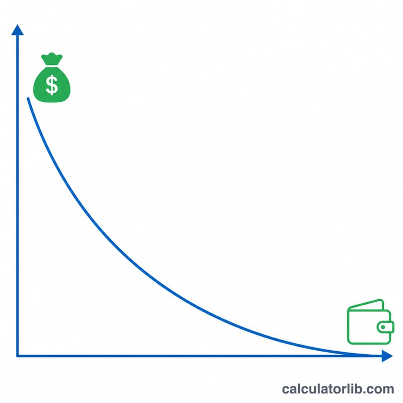 Declining portfolio balance over time until depletion