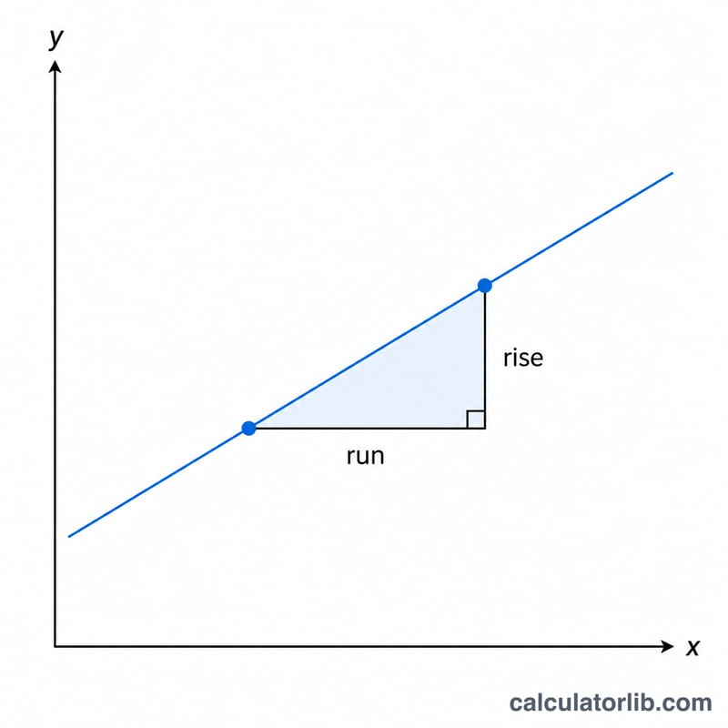 Line on coordinate axes with rise and run shown as a right triangle