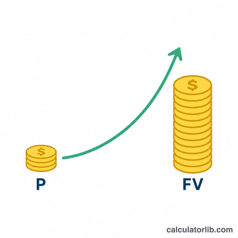 Diagram showing principal growing into future value via compound interest
